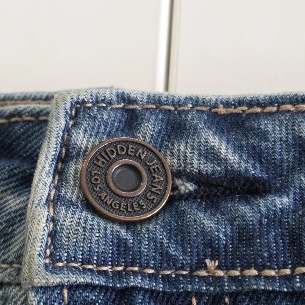 Hidden LA Shorts Women L Blue Distressed Cotton Beach Hippie Raw Hem 4182M-DK - Picture 10 of 16